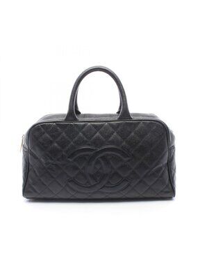 Chanel Boston Bag Quilted CC Logo Black Calf